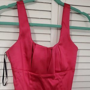 Petite Hot Pink Calvin Klein Satin Sheath Dress